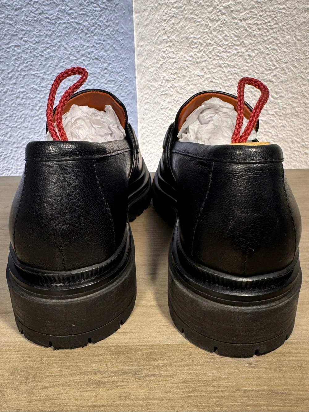 Mjus Italian Leather Chain Lug Sole Loafers Black EU 38 Chunky Platform - Picture 5 of 8